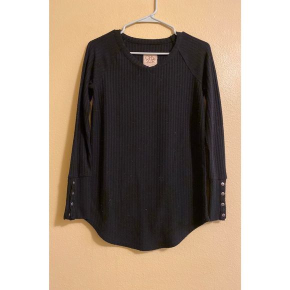 Chaser waffle knit top button sleeve - Picture 1 of 3